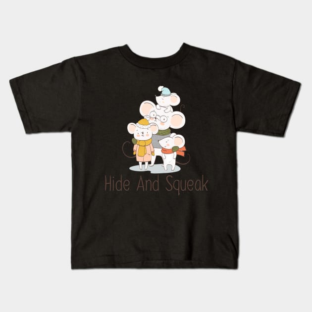 Hide Squeak Mice Family Funny Cute Rodents Kids T-Shirt by Mellowdellow